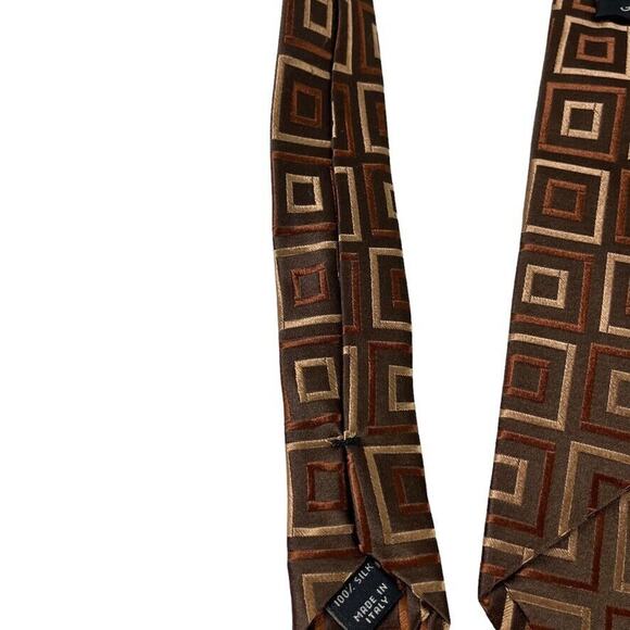 Jos A Bank Signature Collection Mens Italy Made Brown 100% Silk Tie Necktie - Picture 10 of 16